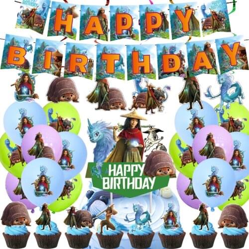 Disney Disposable Party Tableware Raya and The Last Dragon Birthday Decoration Cup And Plate Kids Shower Birthday Party Supplies