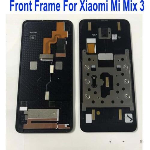 Original Black Front Frame LCD Supporting Housing Faceplate Bezel / Middle Frame with Flex Cable For Xiaomi Mi mix 3 mix3