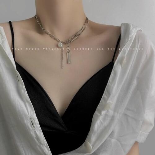 Stitching Titanium Steel Necklace Female Europe and The United States Temperament Personality Hundred Match Collarbone Chain