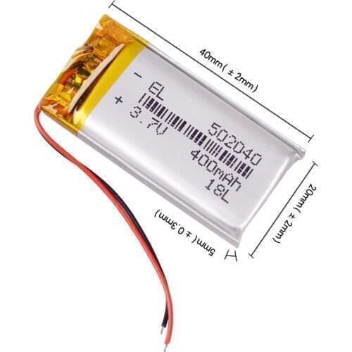Rechargeable 3.7 V lithium polymer batteries 502040 400 mah MP3 Player GPS E-book Electric Toy LED tonometer idle recorder