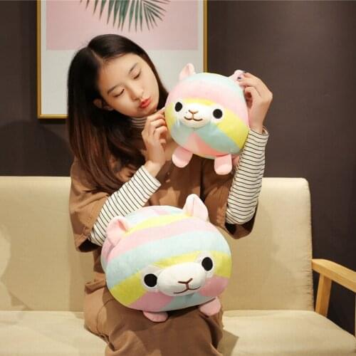 Rainbow Alpaca Plush Pillow Vicugna Pacos Japanese Soft Plush Alpacasso Sheep Llama Cushion Stuffed Toy Gifts for kids and Girl
