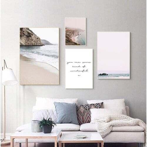 Coastal Beach Seascape Canvas Poster Nordic style Landscape Wall Art Print Painting Decorative Picture Scandinavian Home Decor