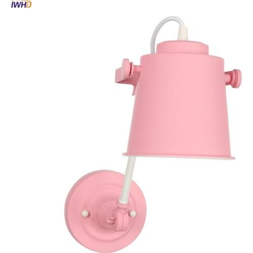 IWHD Adjustable Single Arm Wall Lights For Home Lighting Pink Color LED Stair Light Nordic Modern Wall Lamp Sconce Wandlamp
