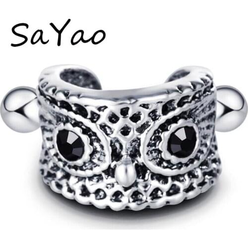SaYao 1 piece 16G Lip Ring U Shape Earring Nail Bone Barbell Crystal Night Owl Owls Helix Tragus Ear Piercing Body Jewelry