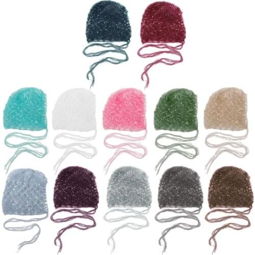 Newborn Photo Prop Super Soft Mohair Bonnet Hat Hand Knitted Baby Photography Props Baby Shower Gift