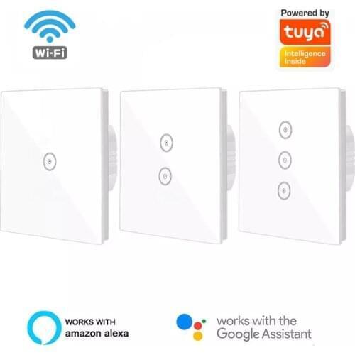 WiFi Smart Wall Touch Switch EU Smart Light Switch 1 2 3 Gang Tuya Smart Home work with Alexa Google Home No gateway Required