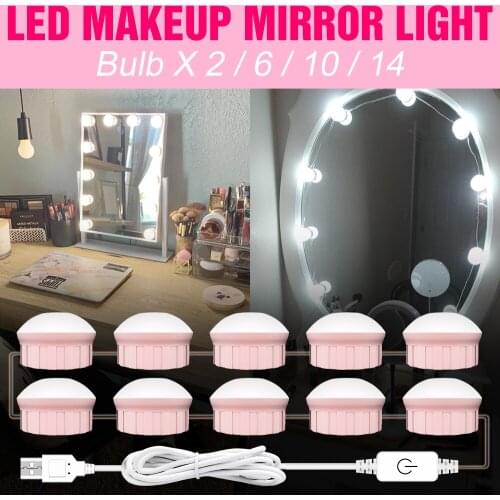 Bathroom Mirror Cabinets Bulb LED Hollywood Vanity Light Decorative Wall Mirrors Lamp Led Dressing Table Touch Dimmable Lighting