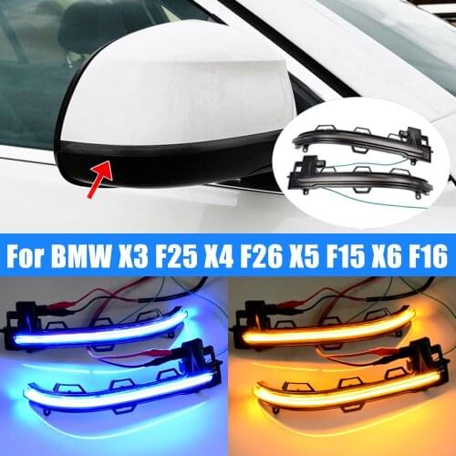 2pcs For BMW X3 F25 X4 F26 X5 F15 X6 F16 2014-2018 LED Dynamic Turn Signal Blinker Sequential Side Mirror Indicator Light