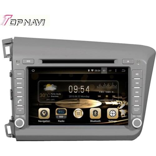 Topnavi 8'' Quad Core Android 6.0 Car GPS Navigation for CIVIC Left Driving 2012- For Honda Autoradio DVD Multimedia Audio