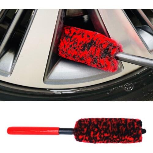 Universal Car Wheel Wash Brush Flexible Long Handle Premium Wool Car Rim Brushes Soft Fiber Car Tire Auto Hub Cleaning Brush