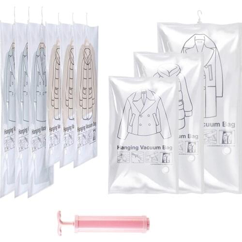 Vacuum Storage Bags for Clothes With Hanger,Seal Covers Anti-Dust Storage Closet Organizer,Space Saver Zip Bags for Wardrobe