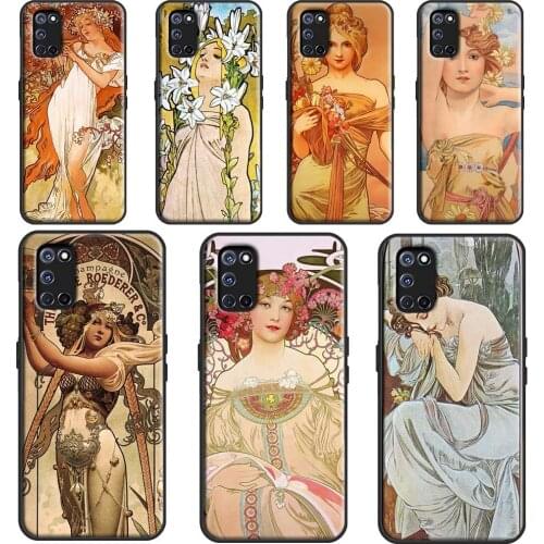 Vintage Alphonse Mucha Art For OPPO A15 A3S A5S A52 A72 A92 A83 A91 A93 F5 Reno2 Z A31 A53 A5 A9 2020 A1K Phone Case