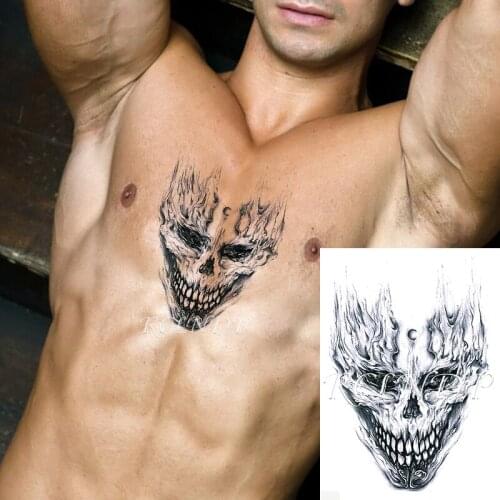Waterproof Temporary Tattoo Sticker Water-shape Head Skull Moon Horrible Cool Pattern Fake Tatto Flash Tatoo Art for Men Women