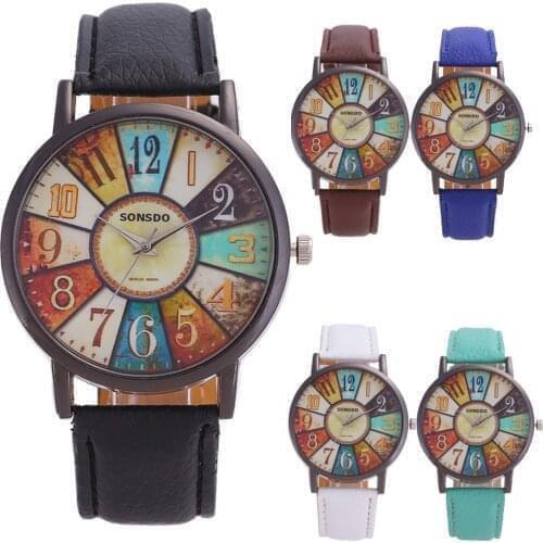 Womens Wrist Watch 2021 Womens Unisex Luxury Brand Retro Casual Faux Leather Analog Quartz Watch Clock Wristwatches Reloj Mujer