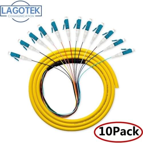 10PCS/LOT 12 Colors LC/UPC-SM(9/125)-G652D, Optical Fiber Pigtail Bundle Tail Fiber Pigtail Free Shipping