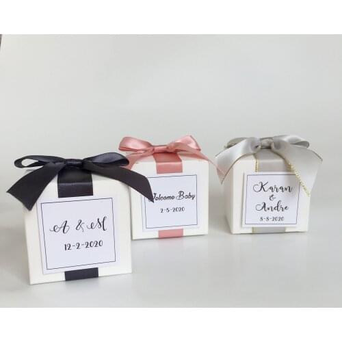 White square Candy Box Wedding Favors and Gifts Boxes candy Bags for Guests Wedding Decoration Baby Shower Party Supplies 10pcs