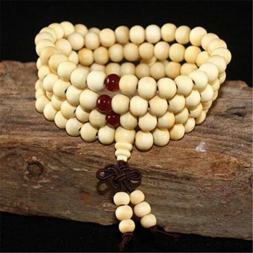 108 Wooden Beaded Bracelet Men Wenge Prayer Beads Tibetan Buddhist Mala Rosary Bracelets For Women Wood Pulsera Hombre Jewelry