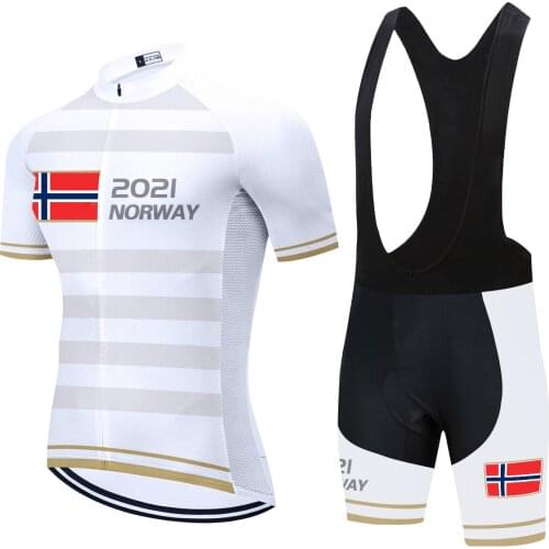 2021 NORWAY National Team Cycling JERSEY Bike Pants Set Mens 20D Pads Ropa Ciclismo Brathable Cycling Wear Maillot Culotte