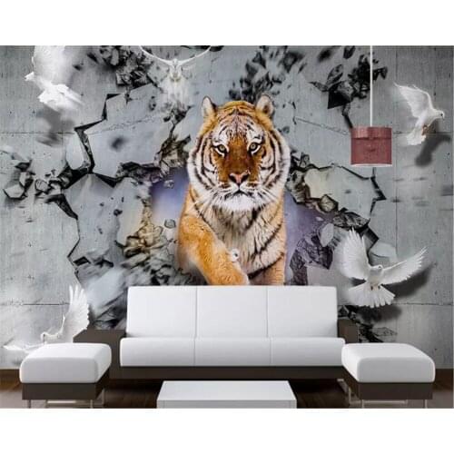 Beibehang 3d wallpaper Mural 3d Customize large 3d photo wallpapers under the flower tree under the tigers kids room wallpaper