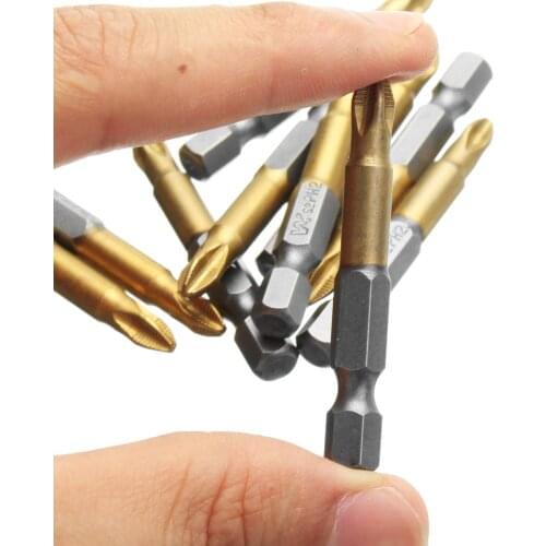 5/10Pcs 1/4" Hex Shank Drill 50mm Titanium Coated PH2 Anti Slip Bits Electric Screwdriver Bits For Repair Tool