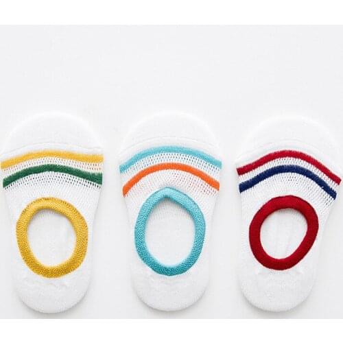 Children boat socks 2017 kids short socks parallel bars cotton 1-9 years boys socks shallow mouth baby girls sock 3 pair/lot