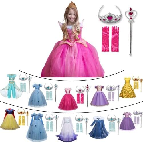 Girls Sleeping Beauty Princess Costume For Kids Christmas Cosplay Clothes Children 4-10 Years Halloween Carnival Fancy Disguise