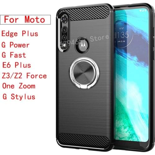 For Motorola G Fast Case Finger Ring Holder Case For Moto Edge Plus G Power G Stylus One Zoom E6 Plus Z2 Z3 Force Case Bumper