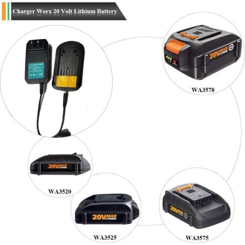 For Worx 20V Li-ion battery Charger WA3742 WA3742 WA3742 WG155 WG160 WG255 WG545 WA3525 WA3520 fast charge 2A 3A charge current