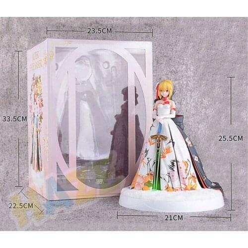 Fate/Stay Night Saber Kimono Dress LED Light Base PVC Action Figure Toys Collection Anime Figure Toy Kids Gift In Box