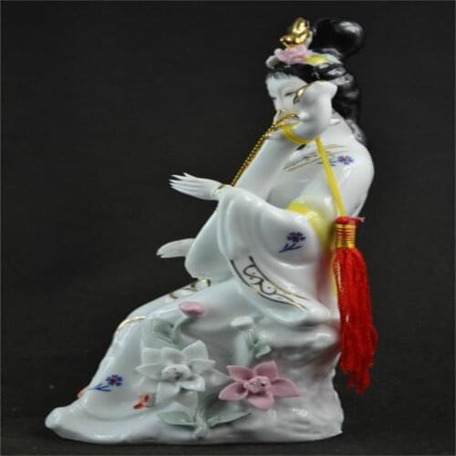 Delicada decoración China porcelana clásica elegante belleza instrumento estatua