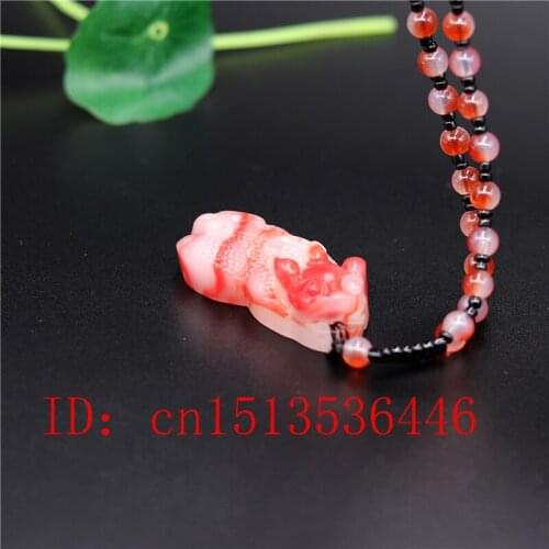 Chinese Red White Jade Dragon Pendant Pixiu Necklace Fashion Charm Jadeite Jewelry Carved Amulet Luck Gifts for Women Men