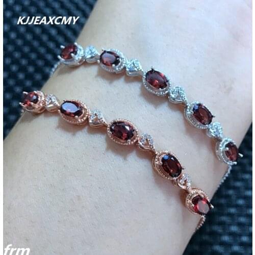 KJJEAXCMY Fine jewelry 925 Sterling Silver Natural Garnet Bracelet for sale, manufacturing professional wholesale