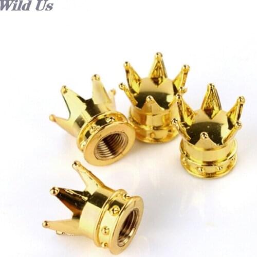 New 4PCS Gold Crown Shaped Tyre Wheel Stem Air Valve Caps Car Tire Valve Caps Auto Truck Motocycle Bike MTB Dust Dustproof Caps