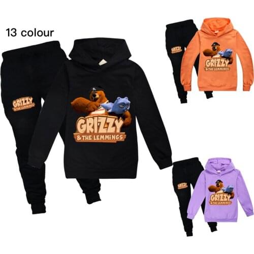 Grizzy Boys Hooded T Shirt and The Lemmings Girls Shirt + Casual Pants Suit Kids Boutique Clothing Wholesale Girls Clothing Set