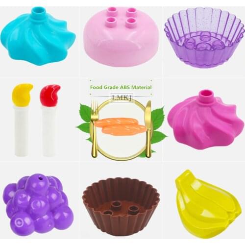 DIY Big Size Building Blocks Birthday Cake Candle Ice Cream Fruits Bricks Kids Toys Accessories Parts