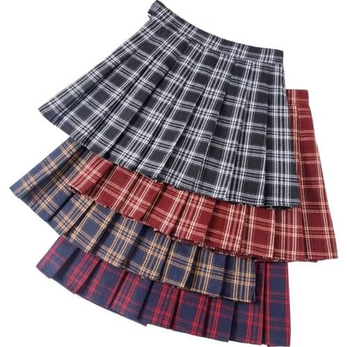 Korean Fashion Summer Y2k Plaid Pleated Women Skirt Purple High Waist Short Safety Lining School Uniform A-Line Girl Mini Skirts