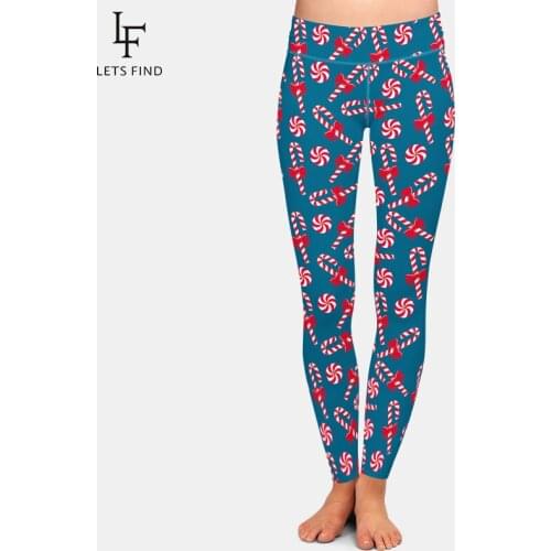 LETSFIND Fashion New Women Winter Plus Size Leggings 3D Candy Digital Printing High Wiast Comfortable Warm Girl Blue Pants