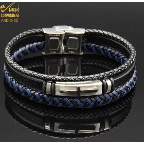 ANIID Fashion Leather Bracelet Men Stainless Steel Bangles Charm Magnetic Genuine Braided Punk Jewelry Accessories Friend Chain