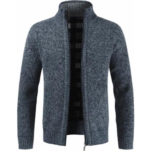 New Sweater Men Autumn Winter SweaterCoats Male Thick Faux Fur Wool Mens Sweater Jackets Casual Zipper Knitwear Size
