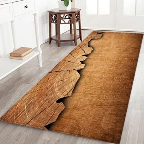 3D Soft Warm Anti-skid Bedside Cushion Blanket Wood Texture F/ Living Room