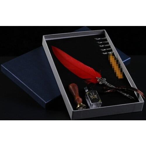 New European and American Retro Feather Pen Set Office Signature Pen Goose Feather Dip Pen Stationery School Supplies
