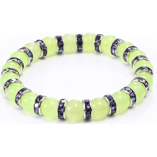Natural Green Onyx Stone Beads Crystal Charm Bracelets Bangles Women Colorful Beaded Chakra Elastic Bracelet Jewelry Gift
