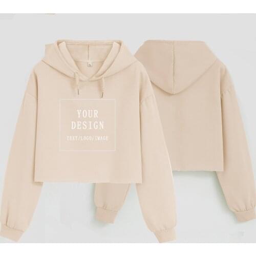 2021 New Plus Size Women Hoodie Customized Print DIY Text Logo Image Sport Casual Soft Fleece Crop Tops Sweatshirt Drop Shipping