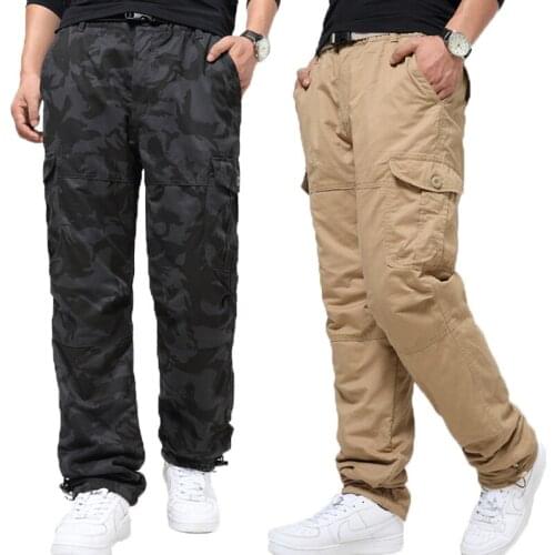 New arrival Autumn And Winter Add Thicker casual fashion mid waist pants More Pockets cotton loose men plus size M-3XL 4XL 5XL