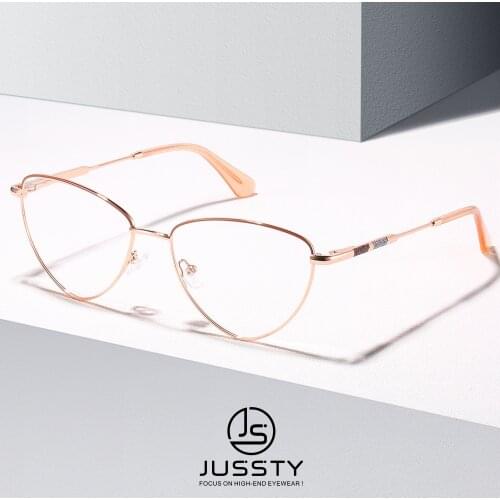 Fashion Cat Eye Myopia Glasses Frame Women Optical Eyeglasses Prescription Frame Ladies Stainless Steel Spectacles Frame Custom