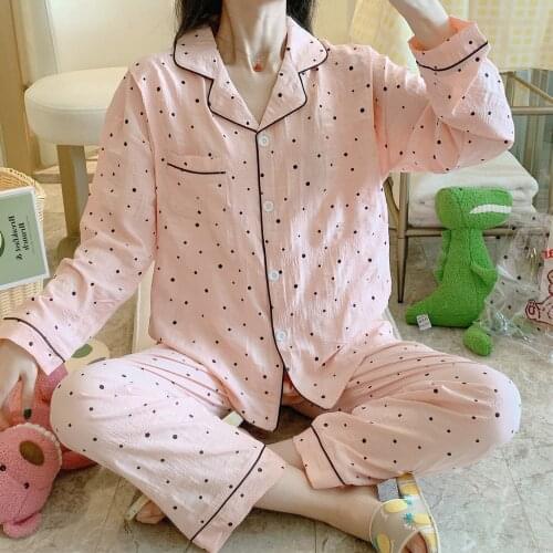 Maternity Pajamas Set 2020 Autumn New Korean Fashion Thin Cotton Nursing Nightgown Postpartum Breastfeeding Pregnant Sleepwear