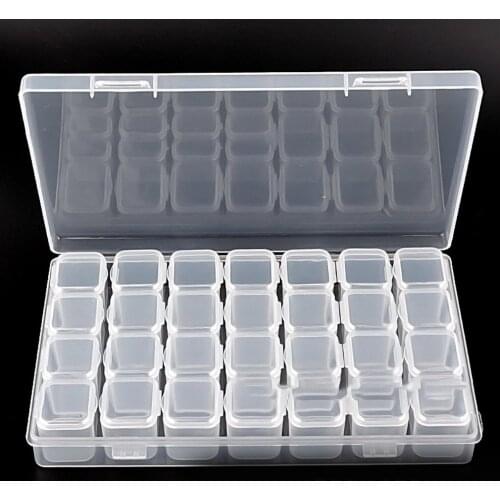 Plastic Removable Box 12/28 Grid Compartment Transparent Medicine Box Jewellery Packing Nail Art Tool Storage Case Hot