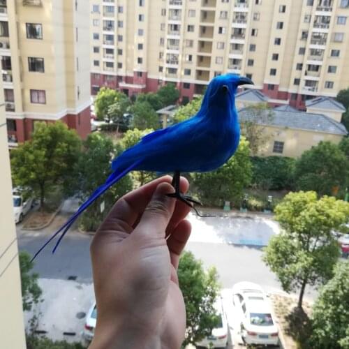 Lifelike toy about 22cm blue feathers bird ,Handmade model stage prop,home garden decoration toy gift w0255