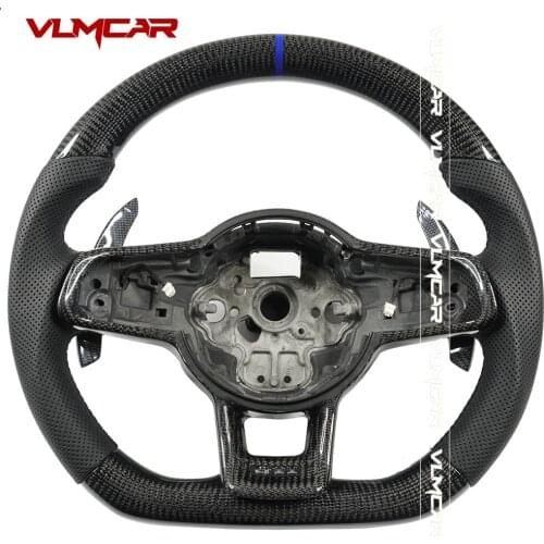 Custom Carbon Fiber Steering Wheel With Carbon Fiber Paddle Shifters For VW Golf MK7/GTI/GTS/R/Rline/GTD