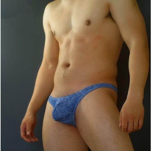 Sexy blue denim print swimsuits men swim briefs low waist gay men thong swimwear bikinis man swimsuit swim trunk pool swim brief